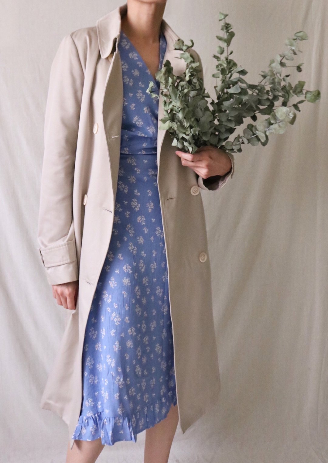 Saatchi Trench Coat  韩国古着 灰米白合身风衣 适合S号 - 女装西装外套/风衣 - 棉．麻 