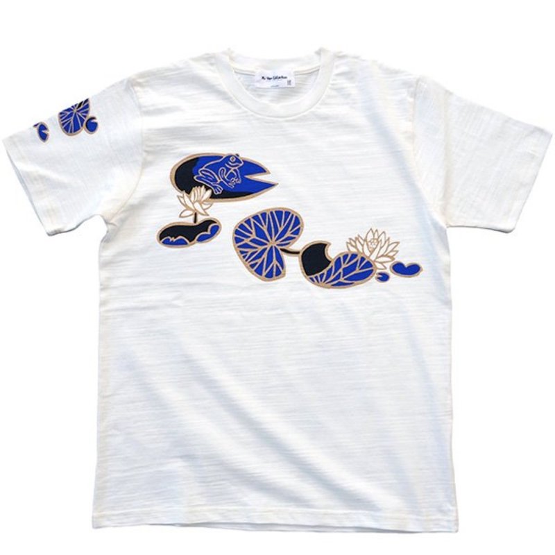 Happiness Frogs Tee 3s - 女装 T 恤 - 棉．麻 蓝色