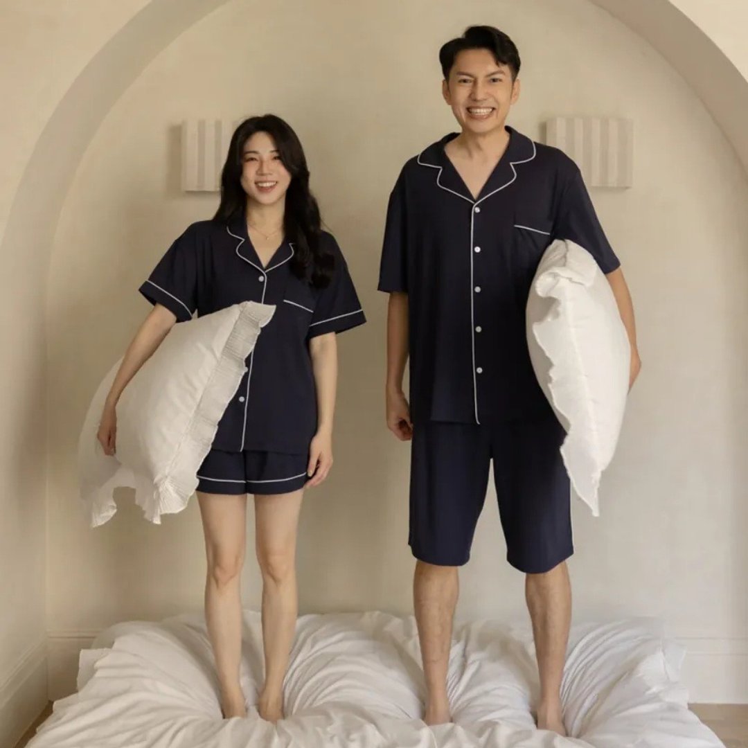 想睡好觉莫代尔棉情侣套装-午夜蓝 男女皆可 - 居家服/睡衣 - 棉 蓝色