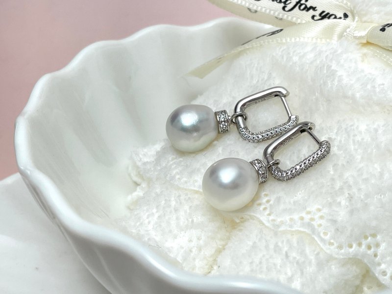 天然海水珍珠 澳白珍珠 S925银14K注金 耳扣 耳环 吊坠 项链 多种 - 项链 - 珍珠 白色