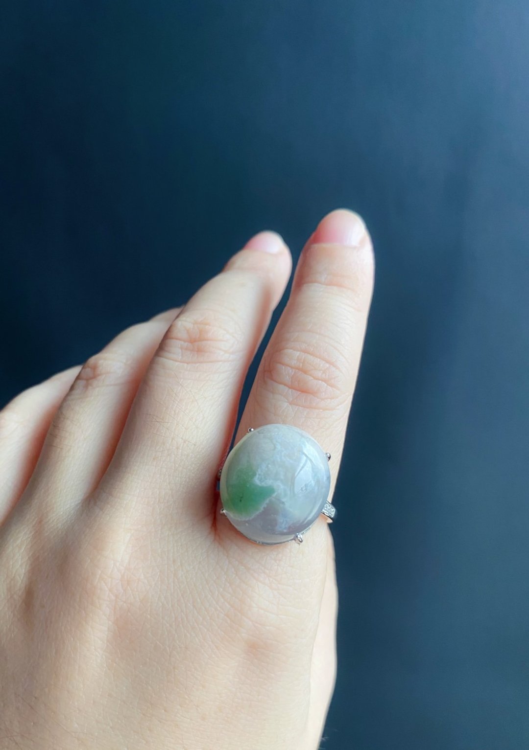 樱花玛瑙 小高货 戒指 水晶 天然石 礼物 S925 活动戒 ring - 戒指 - 水晶 绿色