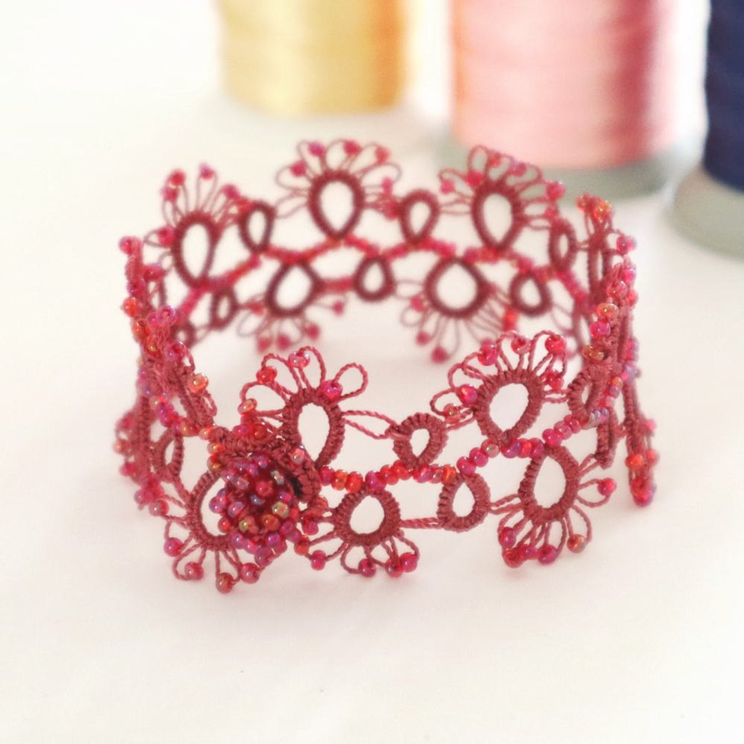 Tatting Lace 手链【Lace】玫瑰粉 - 手链/手环 - 其他人造纤维 红色
