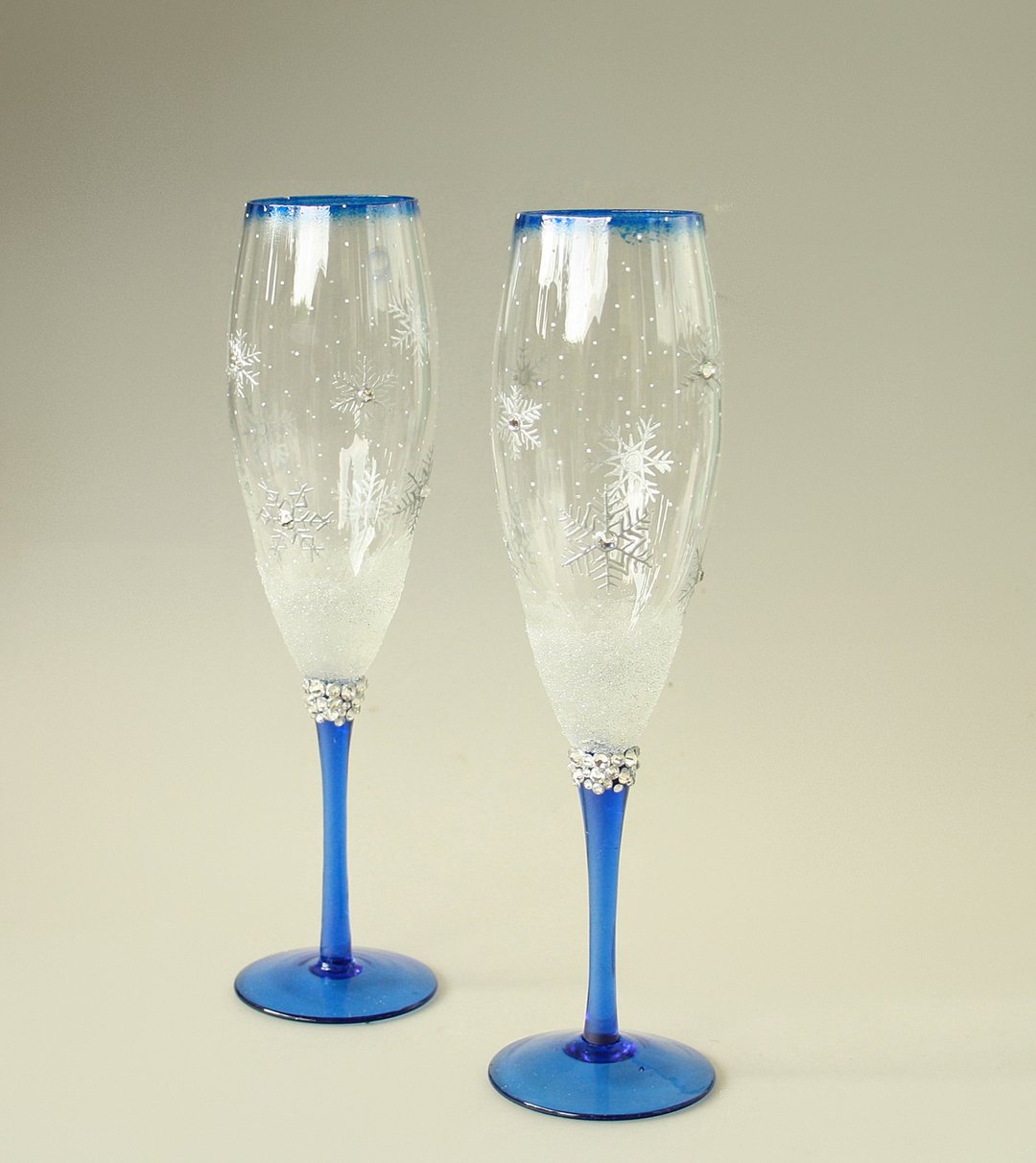 Snowflakes Winter Wedding Champagne Glasses, set of 2 - 酒杯/酒器 - 玻璃 银色