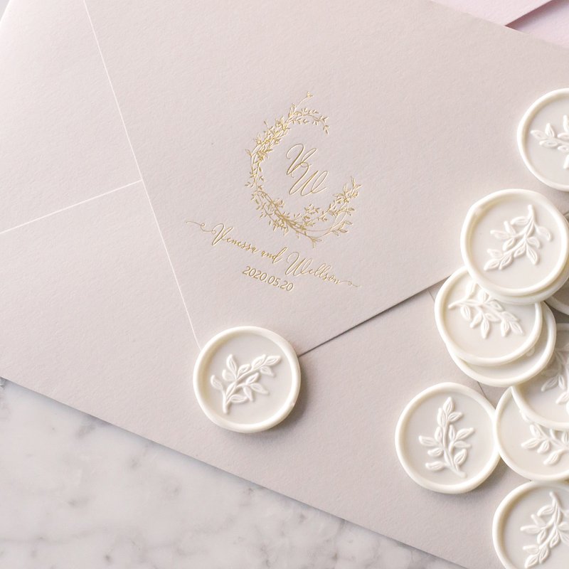 封蜡贴纸 / little leaves / 30入【快速出货】 - 喜帖 - 蜡 白色