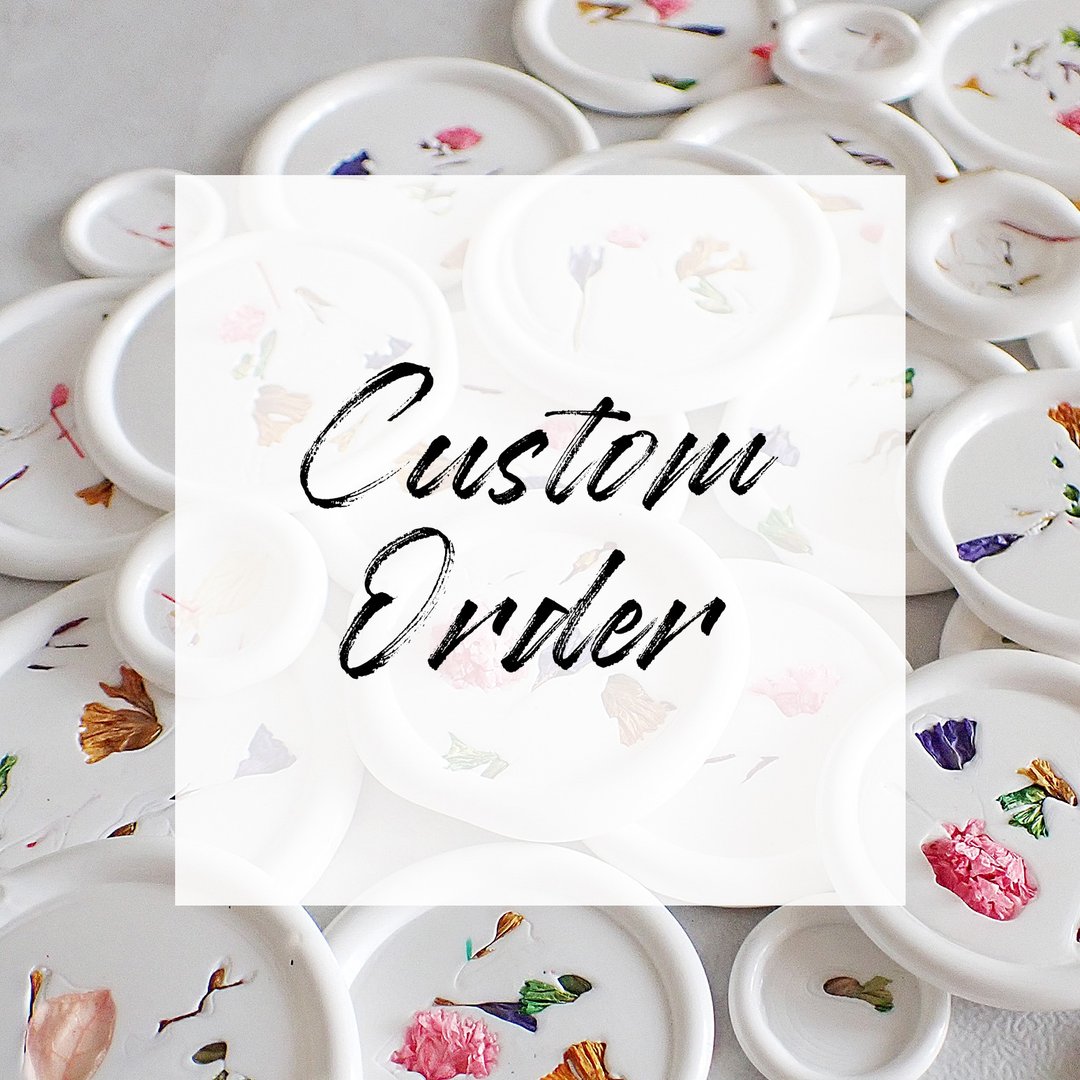 (预购) 干花永生花火漆封蜡贴纸 Custom Order Wax Seal Sticker - 贴纸 - 蜡 