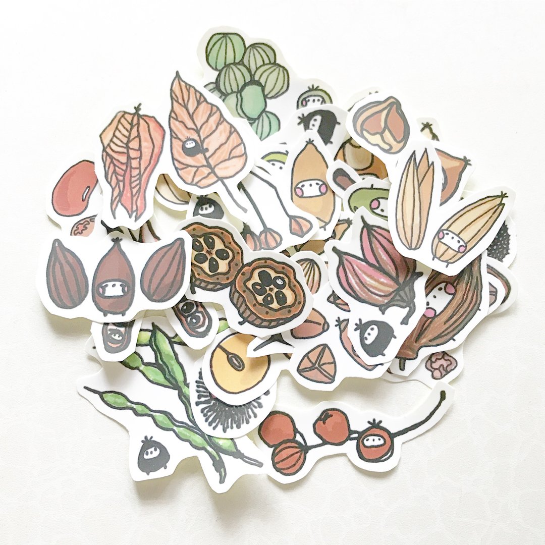 布籽生物 │种籽 插画贴纸 - 贴纸 - 纸 咖啡色