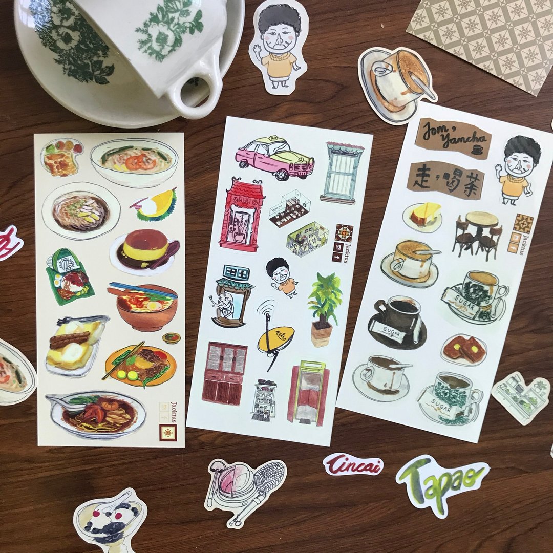 马来西亚文化食物插画系列 防水 | 贴纸 - 贴纸 - 纸 