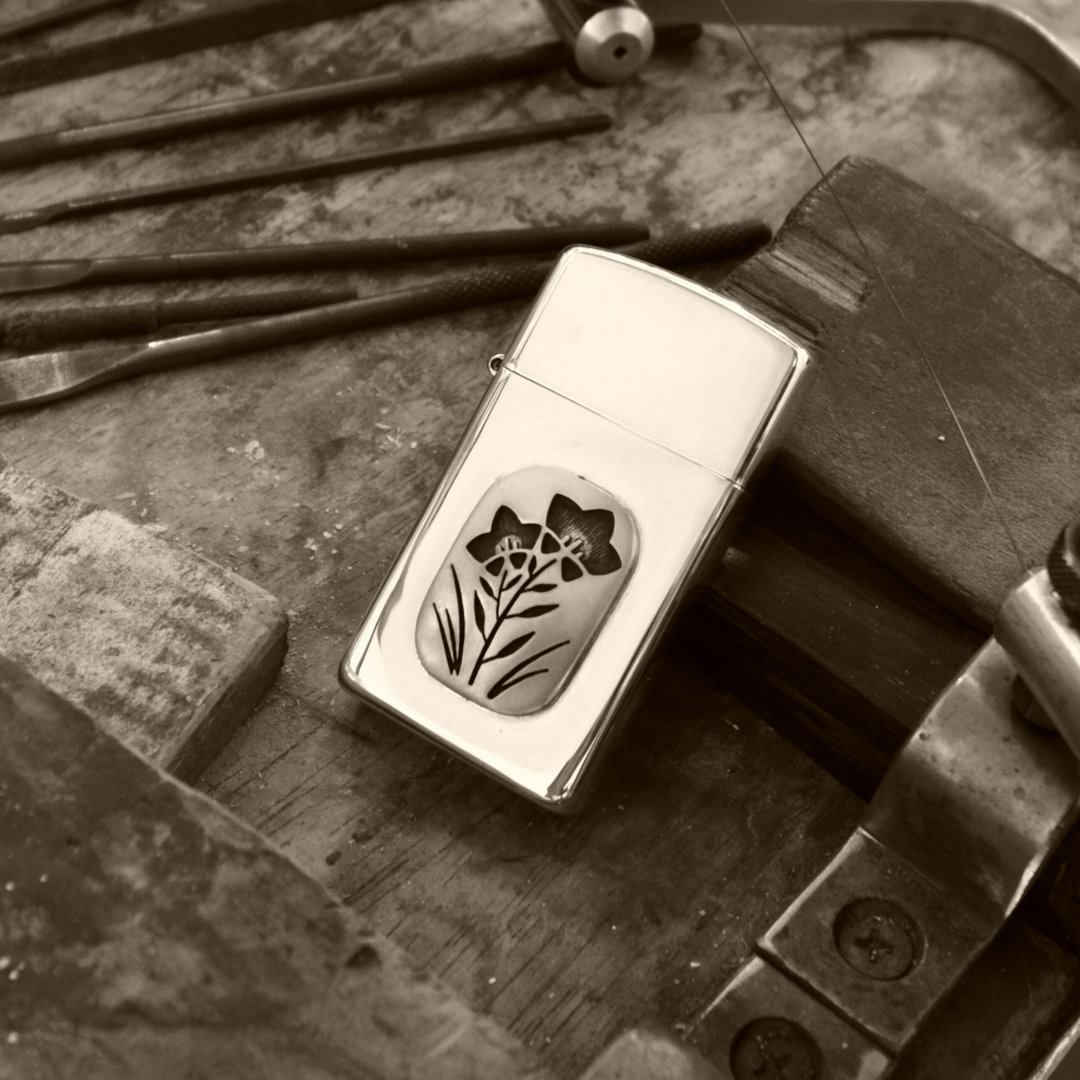 [Kikyou] Limited to 1 item # 1500 Sterling Silver Slim Zippo / Adult man's fashionable accessories Japanese pattern overlay - 其他 - 纯银 银色
