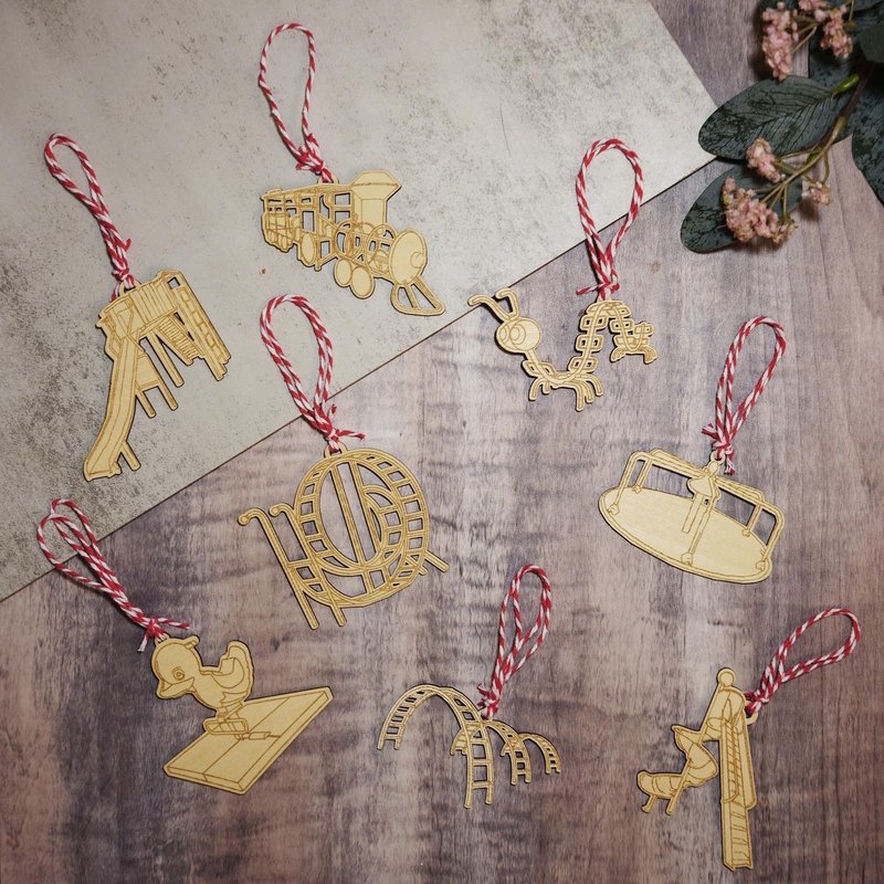 家居布置 怀旧公园设施小木牌套装 - 摆饰 - 木头 