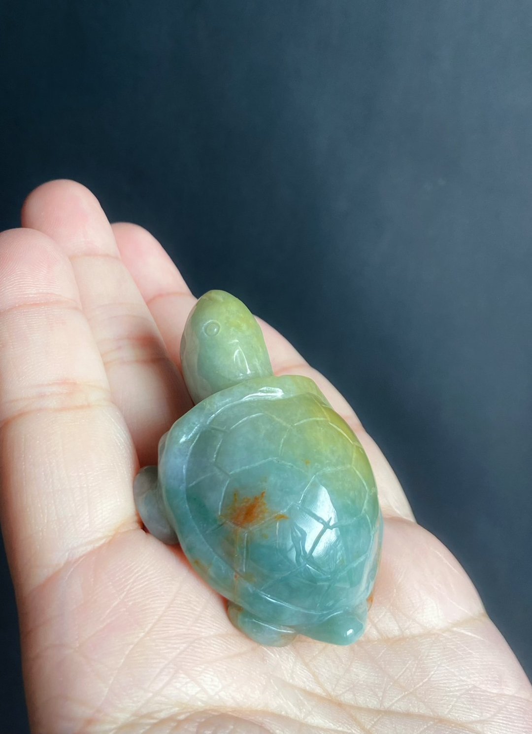 【售出】孤品 天然玉翡翠 长寿龟 礼物 手工雕 摆件 人兴财旺祖孙 - 挂绳/吊绳 - 玉石 绿色
