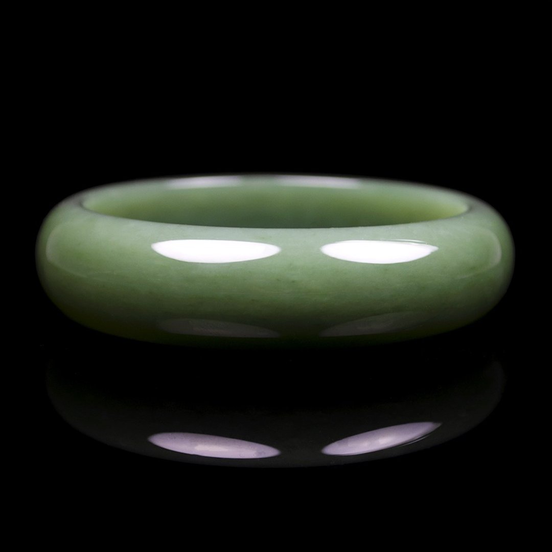 【正佳珠宝】和田碧玉 顶级俄碧白佳丽手镯 手围内径57.5mm - 手链/手环 - 玉石 绿色