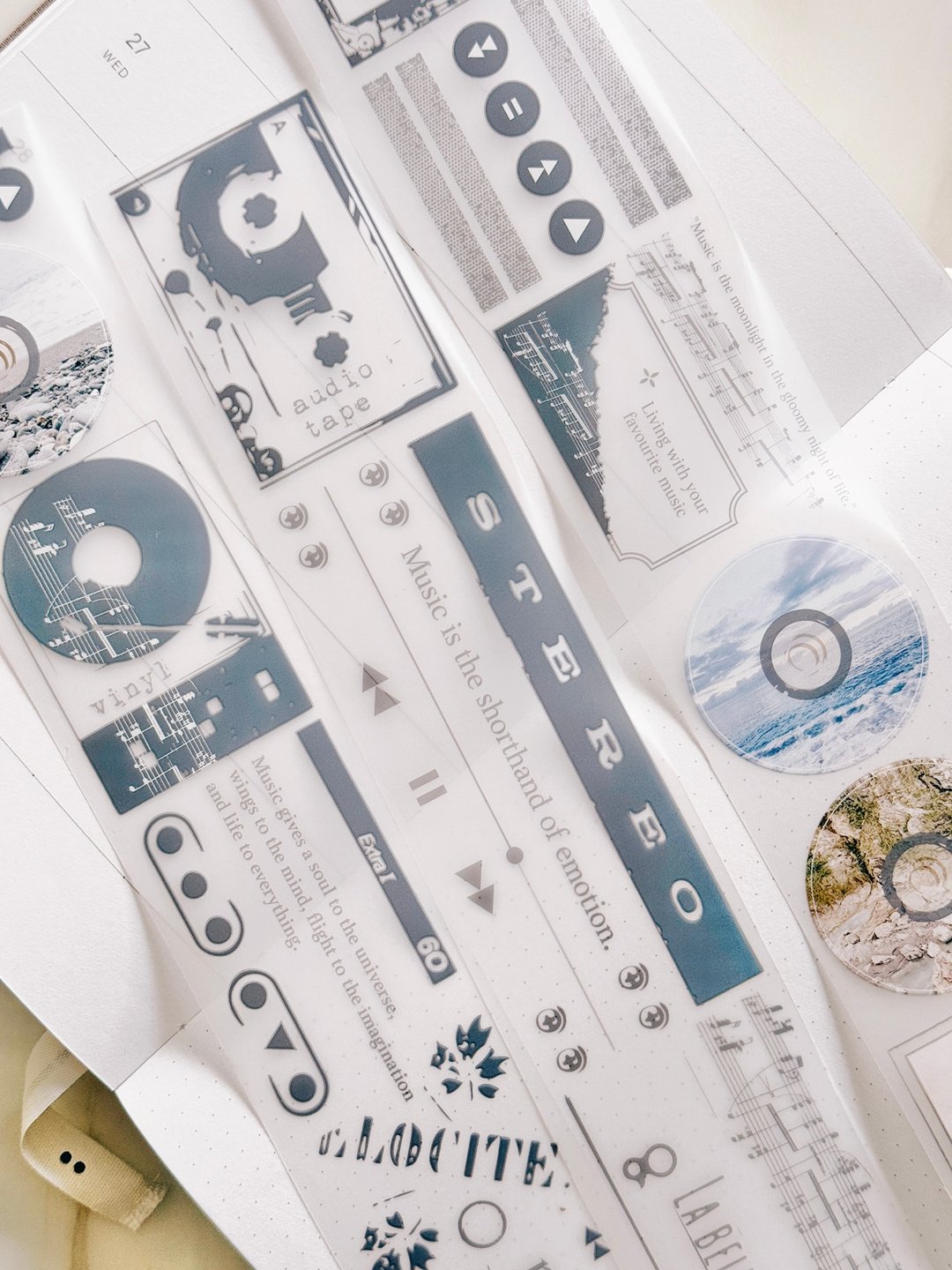 Music Moment・5cm 透雾PET胶带 - 纸胶带 - 塑料 