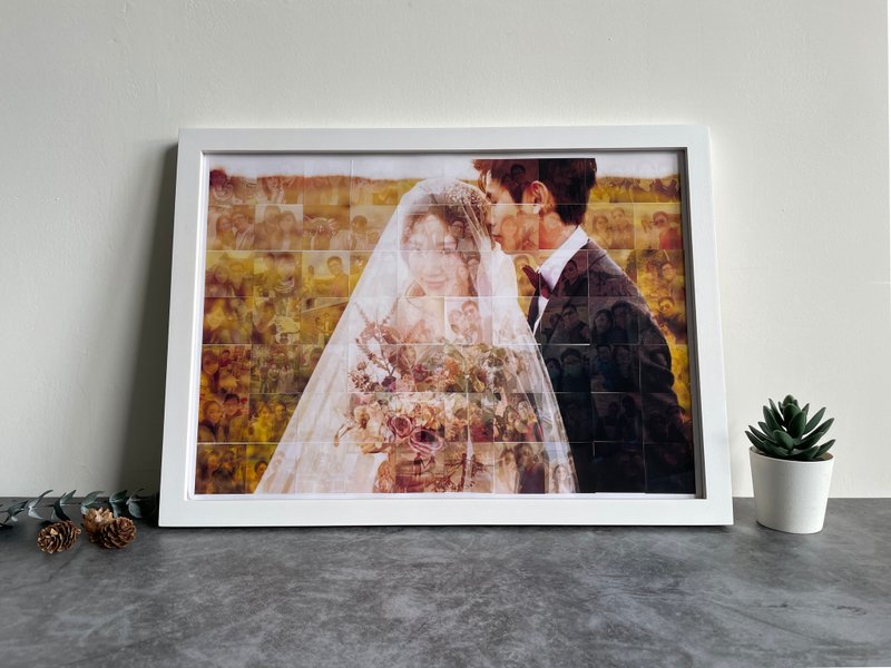 回忆相片框-蒙太奇(马赛克)拼贴照 情人节礼物/婚礼布置/生日礼物 - 相簿/相册 - 纸 卡其色