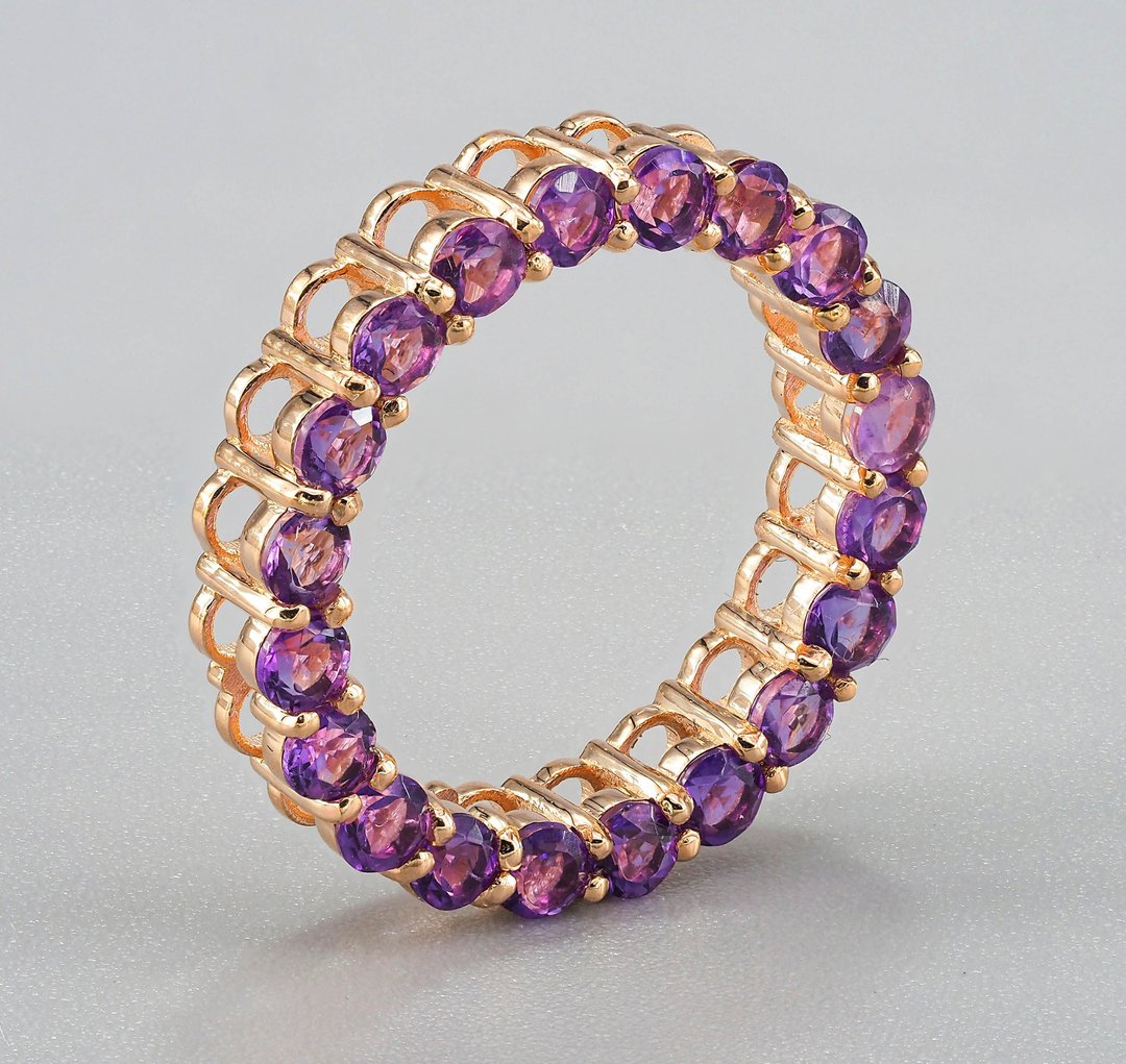 Eternity pendant with round amethysts - 项链 - 贵金属 金色