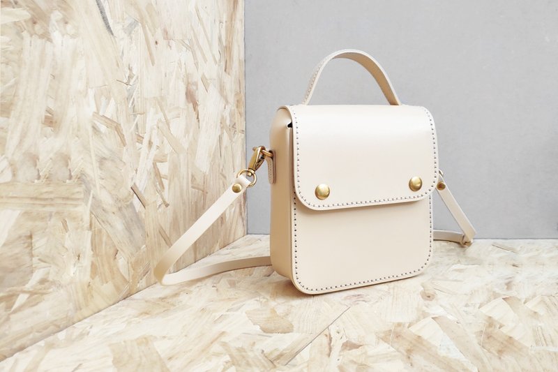 新款AMEET色colour系列植鞣革单肩斜跨手提小书包可爱包5色 - 侧背包/斜挎包 - 真皮 橘色