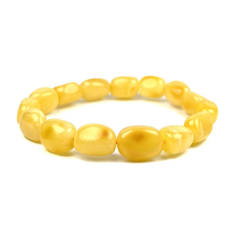 【正佳珠宝】蜜蜡 顶级不定型满蜜 随形手珠 日本弹力绳 - 手链/手环 - 半宝石 黄色