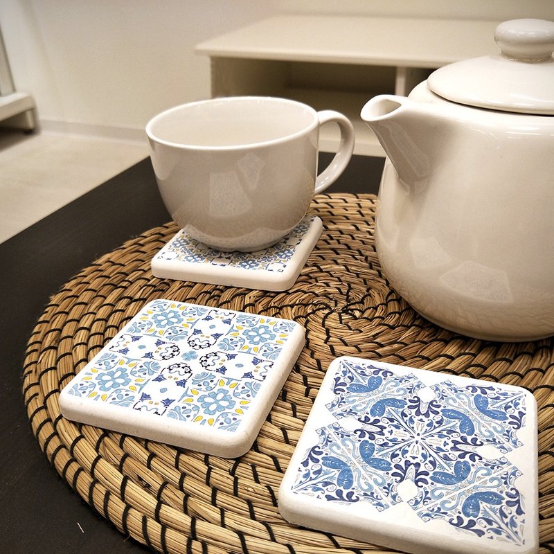 【MBM】混搭乡村MBM花砖圭藻土杯垫组(一盒5入) - 杯垫 - 其他材质 