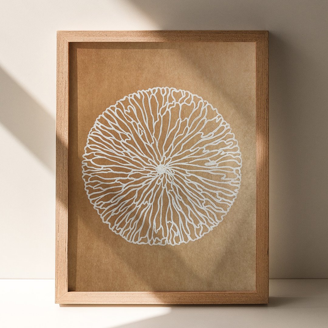 白色抽象花卉版画 原创艺术品 客厅壁挂装饰 自然风格 - 海报/装饰画/版画 - 纸 咖啡色