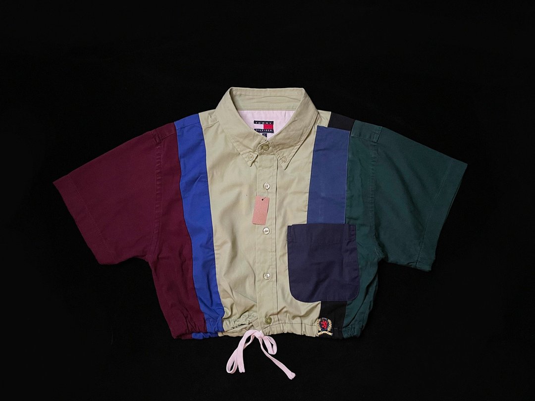 REGETHER 古着改制TOMMY HILFIGER 拼接缩腰衬衫-02 - 女装衬衫 - 棉 多色