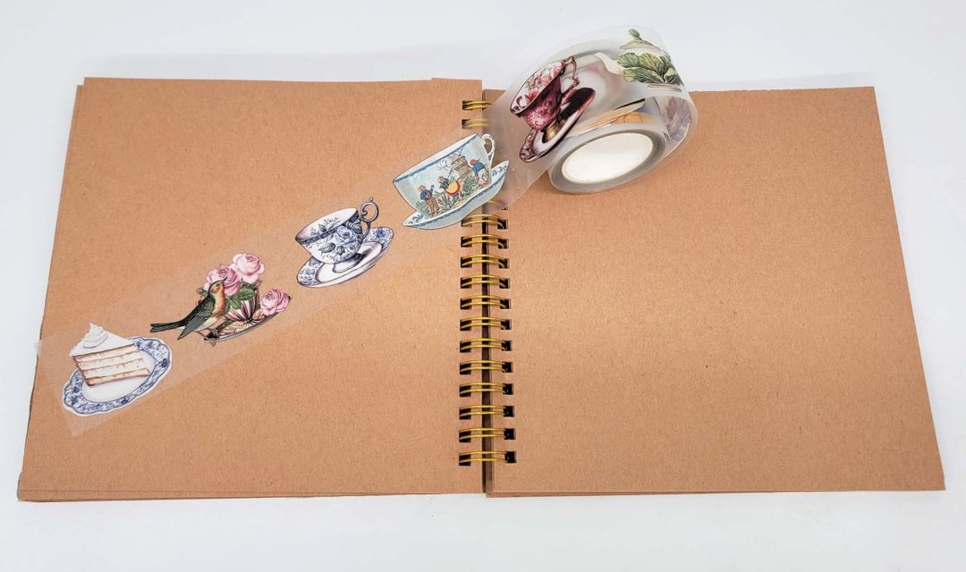 Tea party PET tape for scrapbooks, journals, crafts - 纸胶带 - 纸 蓝色