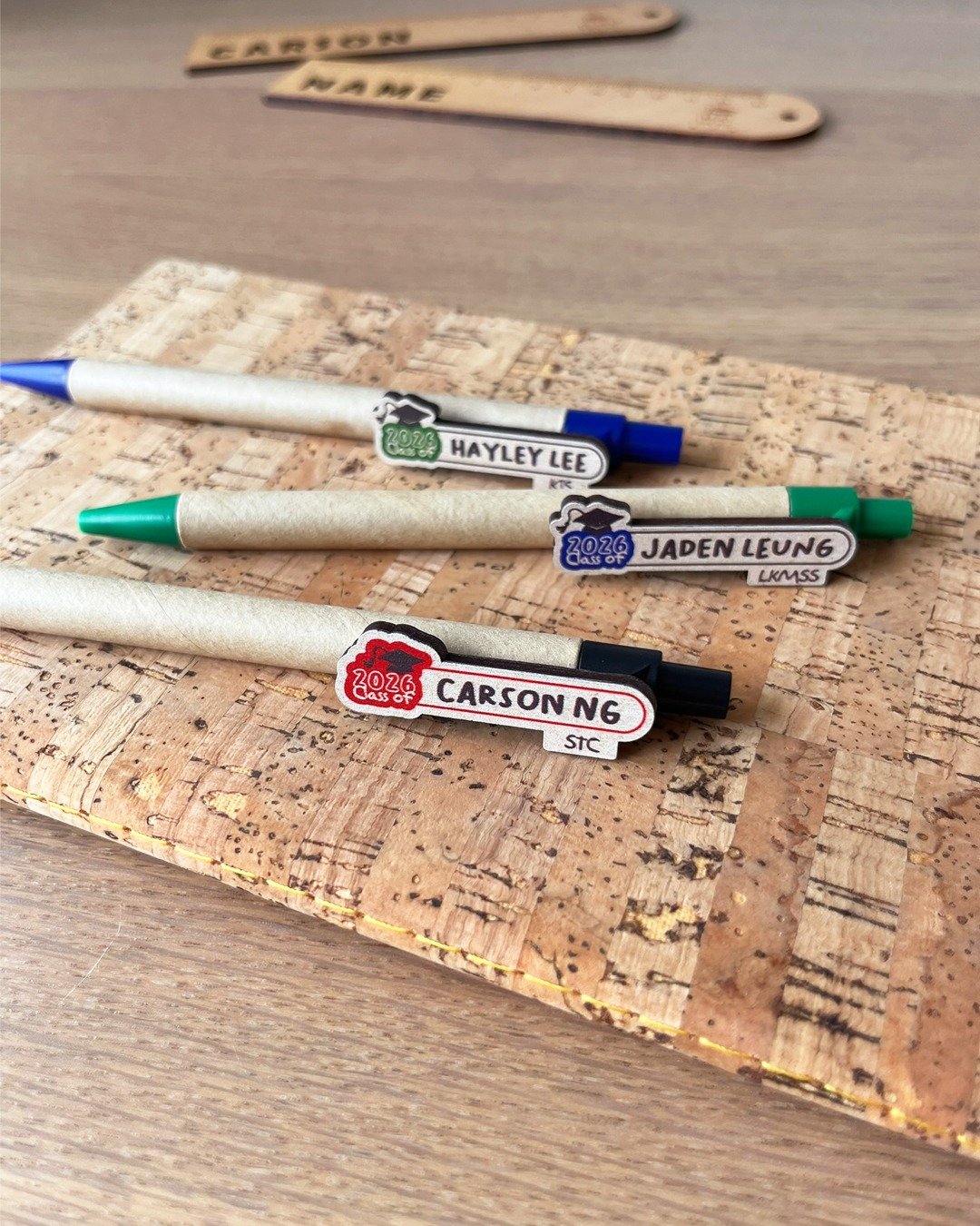 定制化名字原子笔 文具 毕业礼物 纪念品 送礼 - 圆珠笔/中性笔 - 木头 