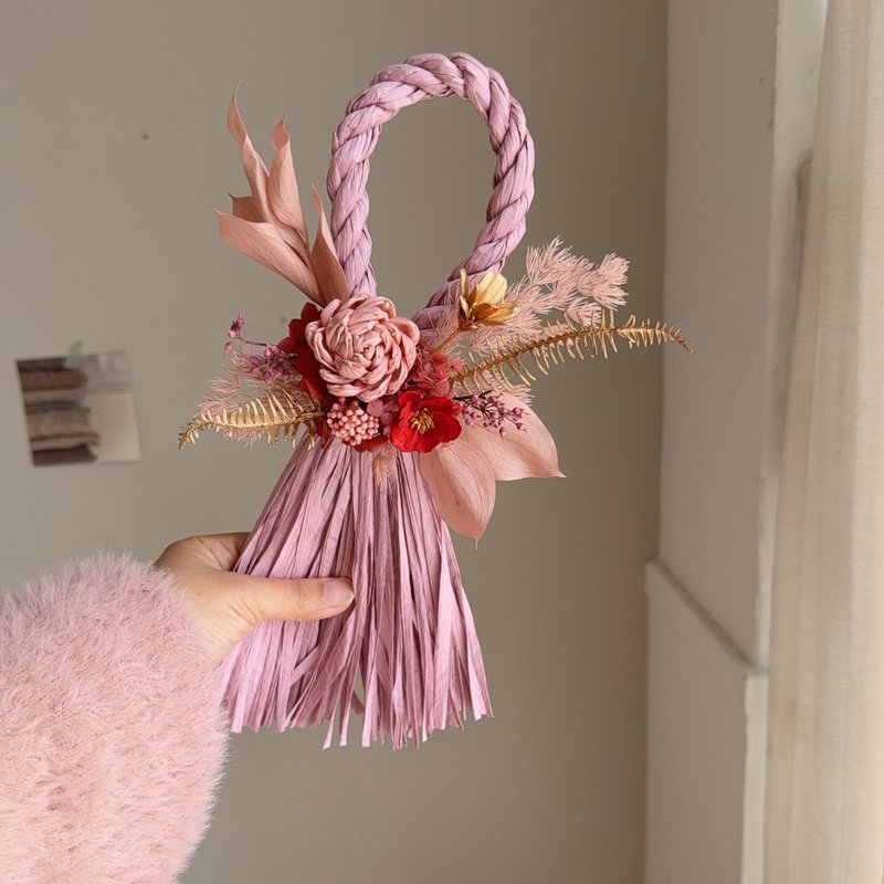 招桃花 招人气 新年粉金注连绳 - 干燥花/捧花 - 植物．花 