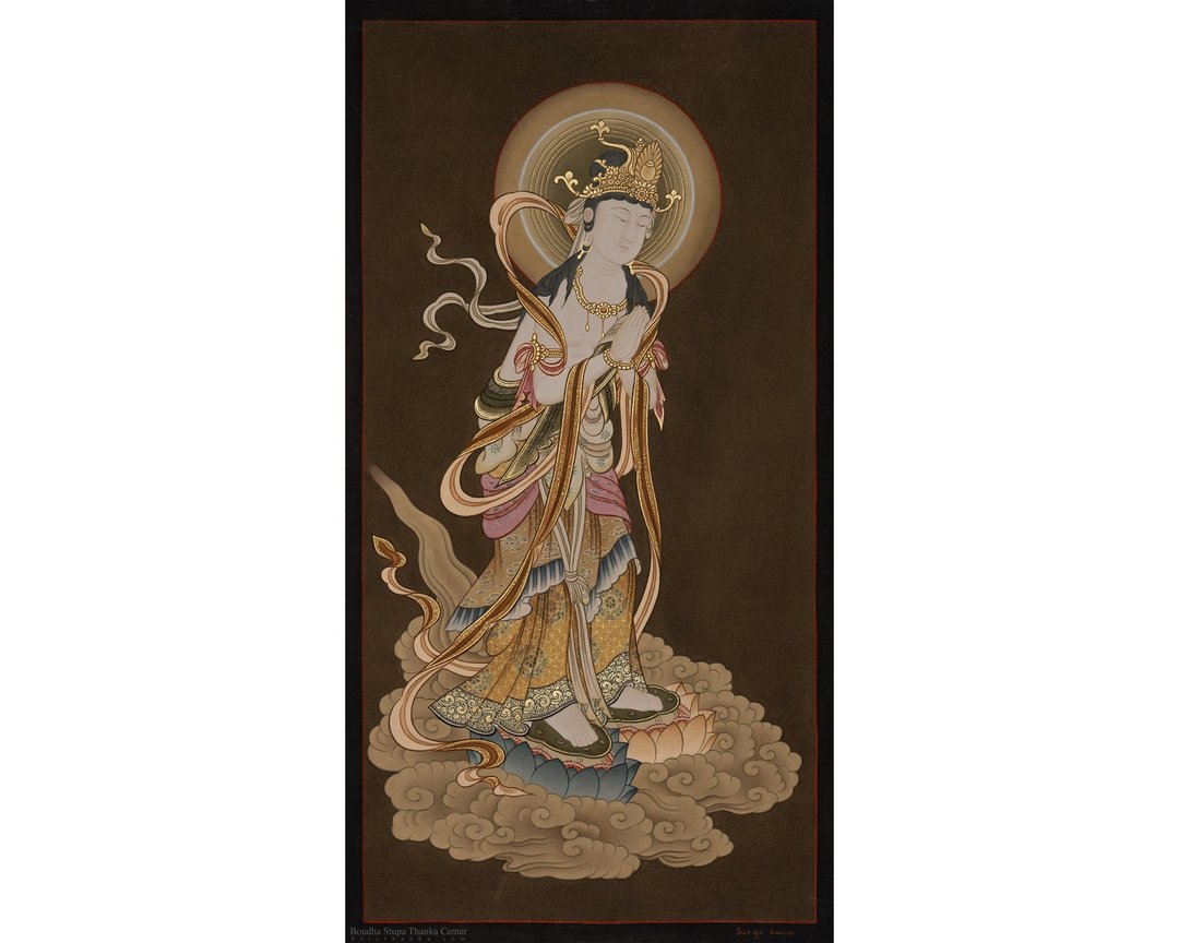 手工制作的属灵威严揭示的日本神灵唐卡 - 墙贴/壁贴 - 其他材质 多色