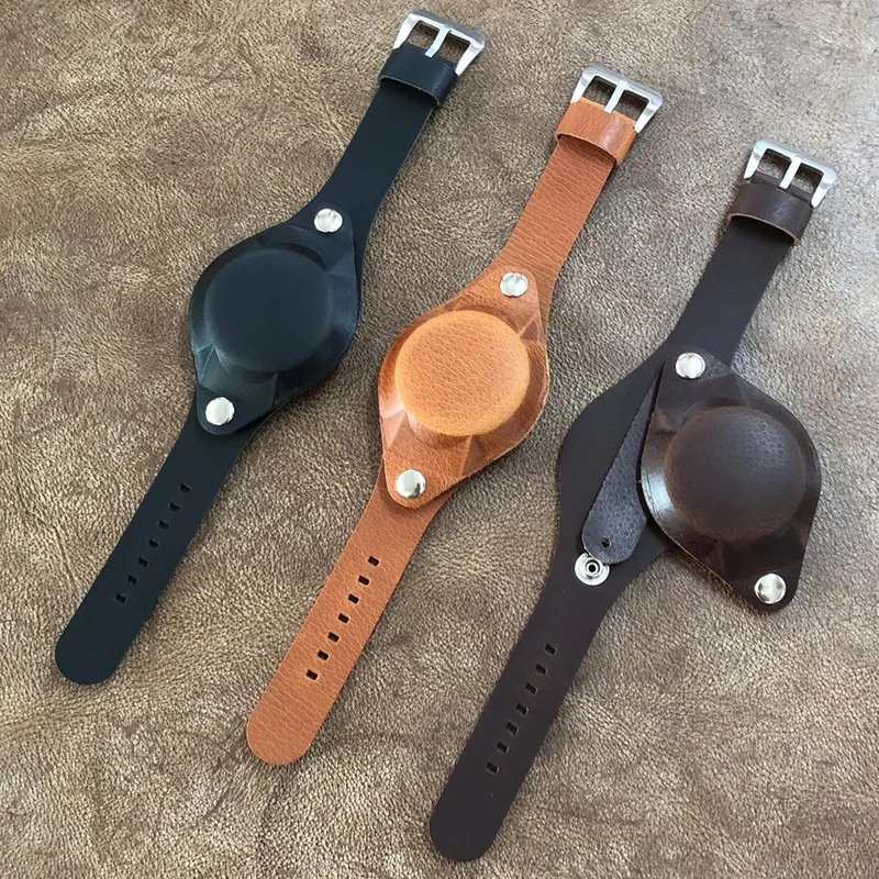 Timeless HK 军士风型格牛皮表带皮革保护盖 18mm 黑色/啡色 - 表带 - 真皮 多色