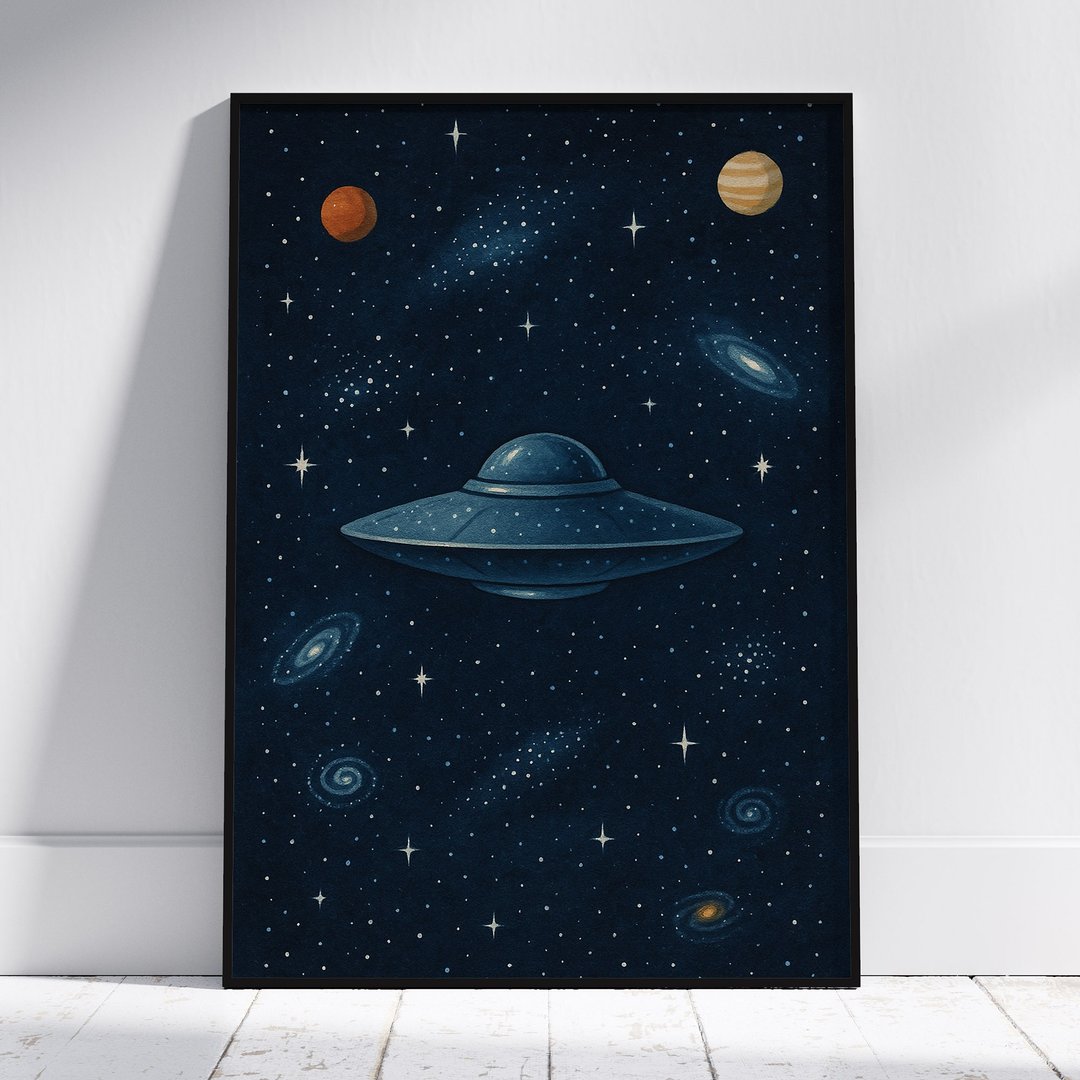 UFO飞碟银河太空插画 现代风格宇宙艺术墙面装饰海报 - 电子手绘真人画像/绘画/插画 - 其他材质 