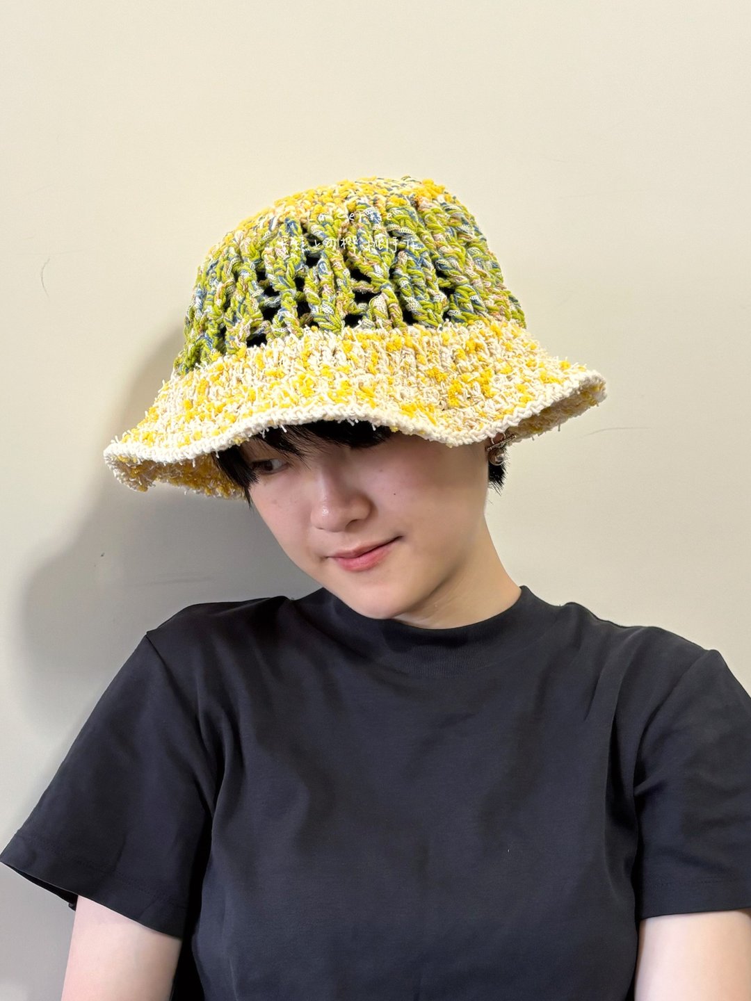 【手工编织】 混线油画款/编织渔夫帽/夏日黄柠檬/黄绿/可客订 - 帽子 - 棉 