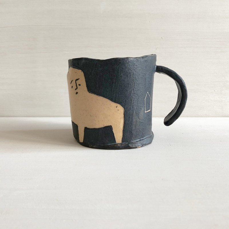 手捏陶杯-黑色 手工 插画 - 其他杯子 - 陶 黑色