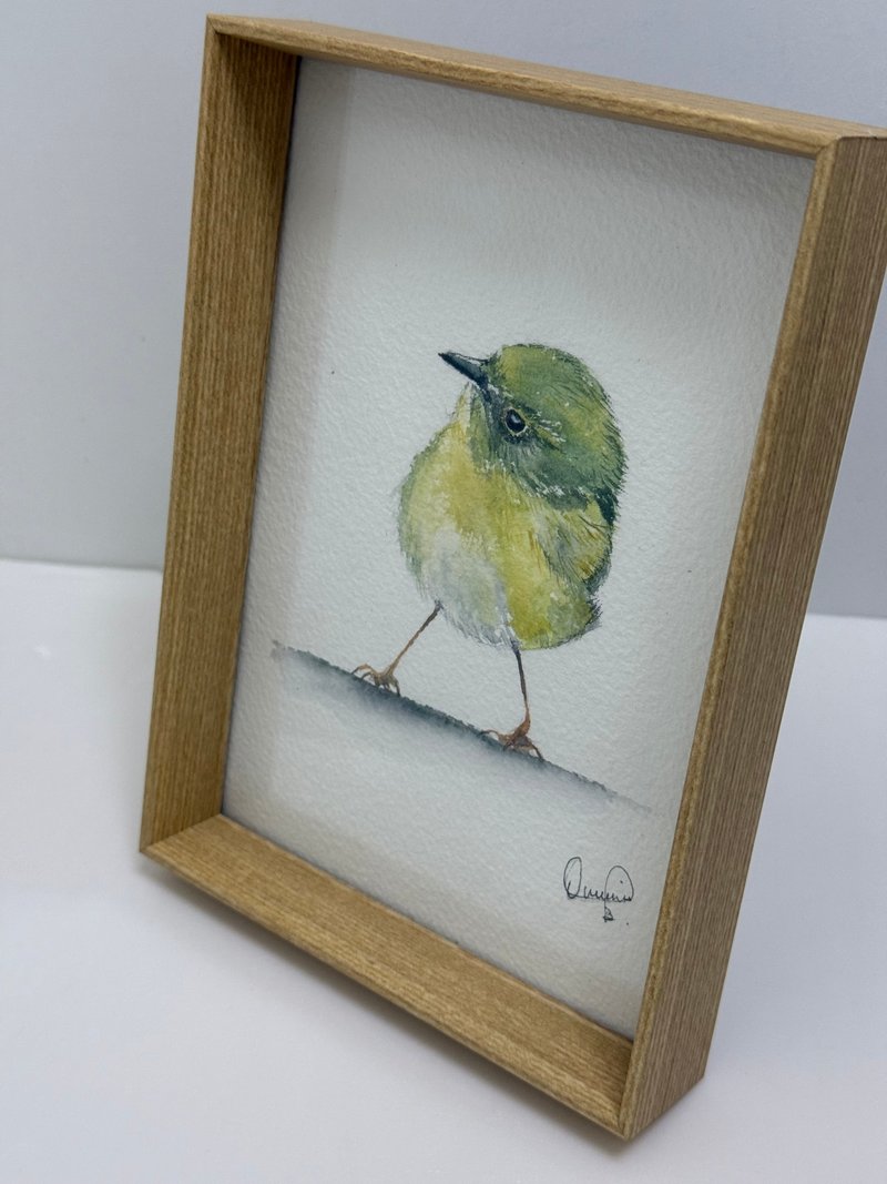 神气相思雀水彩画作 连画框 - 画框/相框 - 纸 绿色
