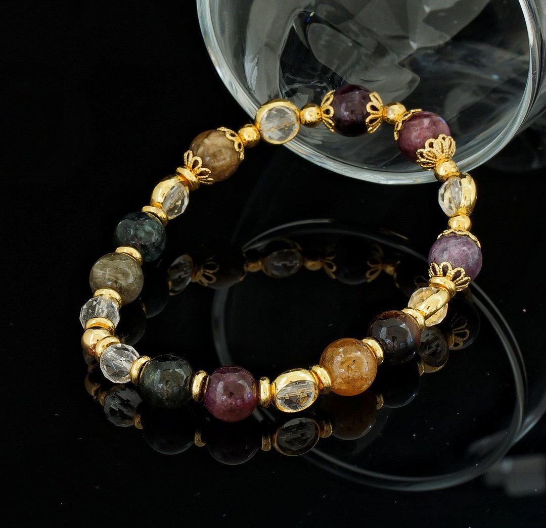 18K GP-2 8mm 碧玺手链 ( 18K GP-2 Tourmaline Bracelet ) - 手链/手环 - 水晶 