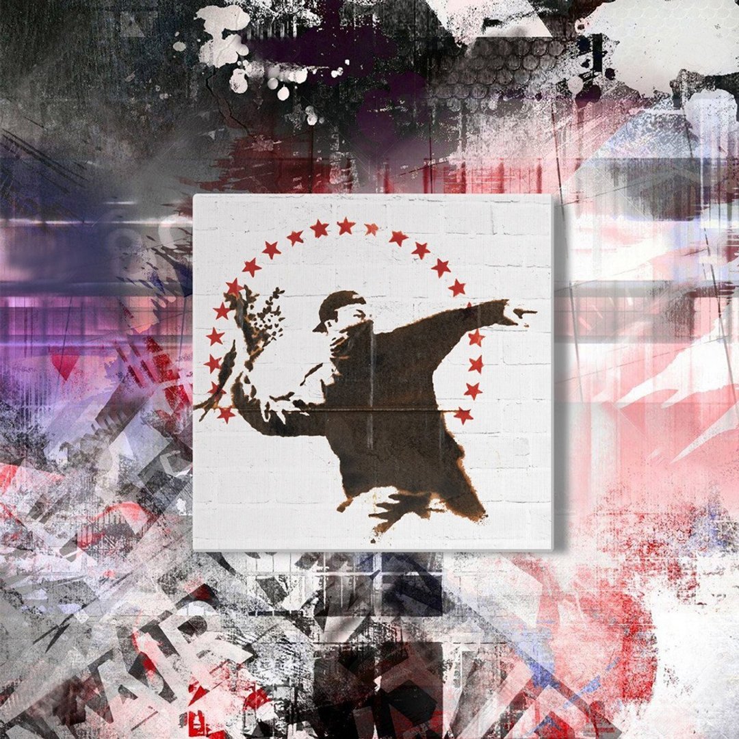 【英国 Banksy】蓝牙画布音箱 联名款 Love In The Air-掷花者 - 扩音器/喇叭 - 木头 多色