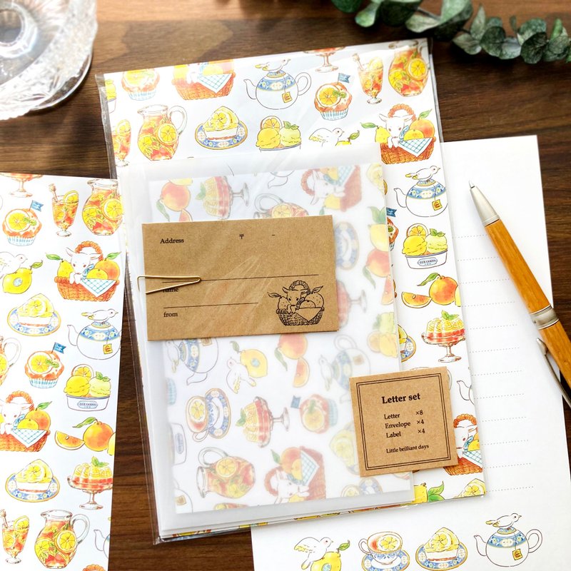 Letterset Citrus 柑橘香氛信笺组 - 信封/信纸 - 纸 黄色