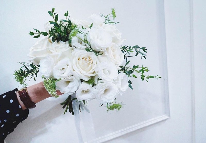 麋花Amor Floral-白色恋人清新款新娘捧花赠同款新郎胸花 -鲜花 - 干燥花/捧花 - 植物．花 白色