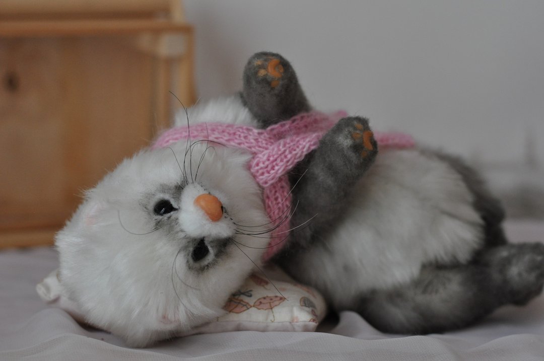 Ferret Lilly. Made to order. Realistic toy. Ooak doll. Art doll customized gift - 玩偶/公仔 - 其他人造纤维 灰色