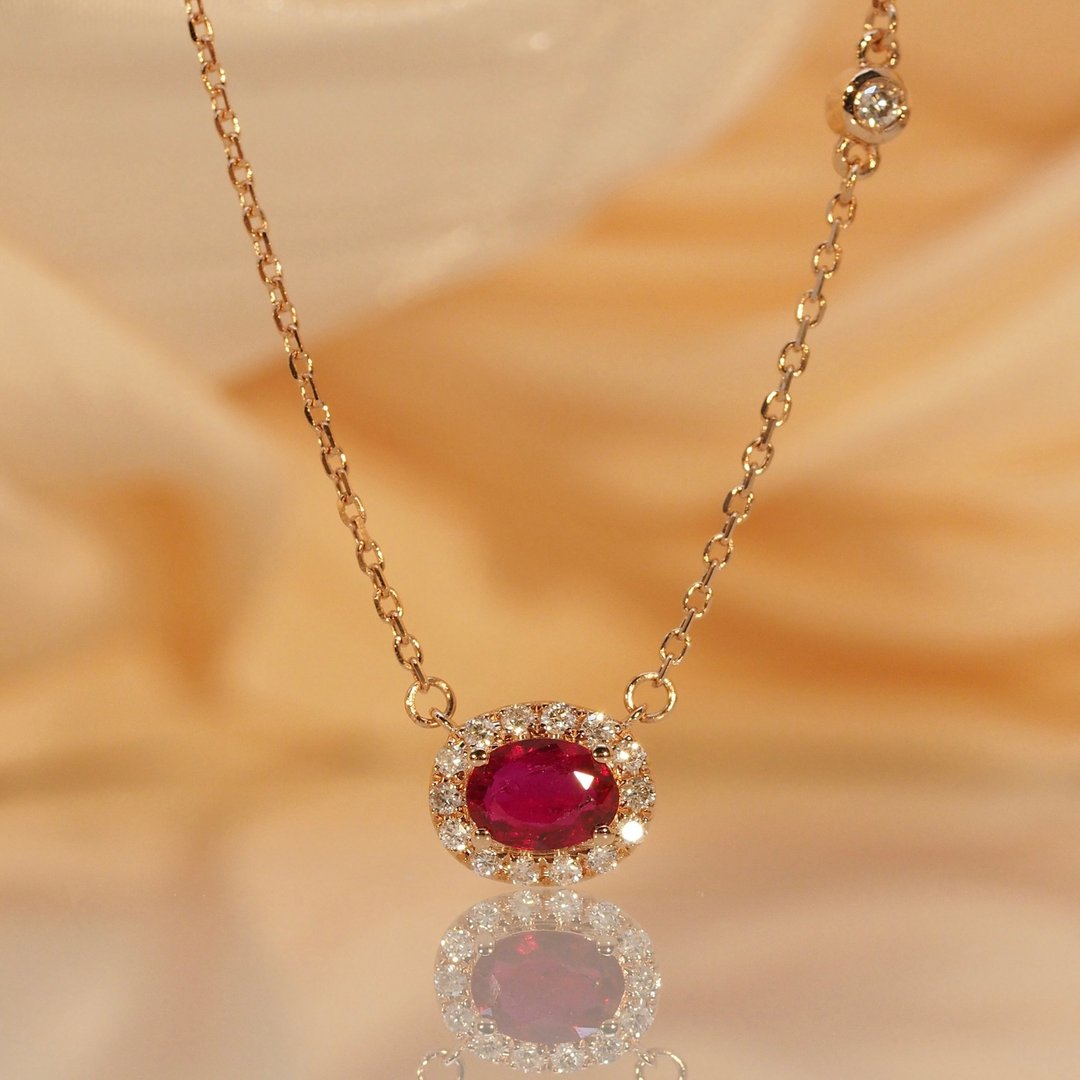 18K金鸽血红宝石糖果项链18K Gold Pigeon Blood Ruby Gem Candy - 项链 - 贵金属 