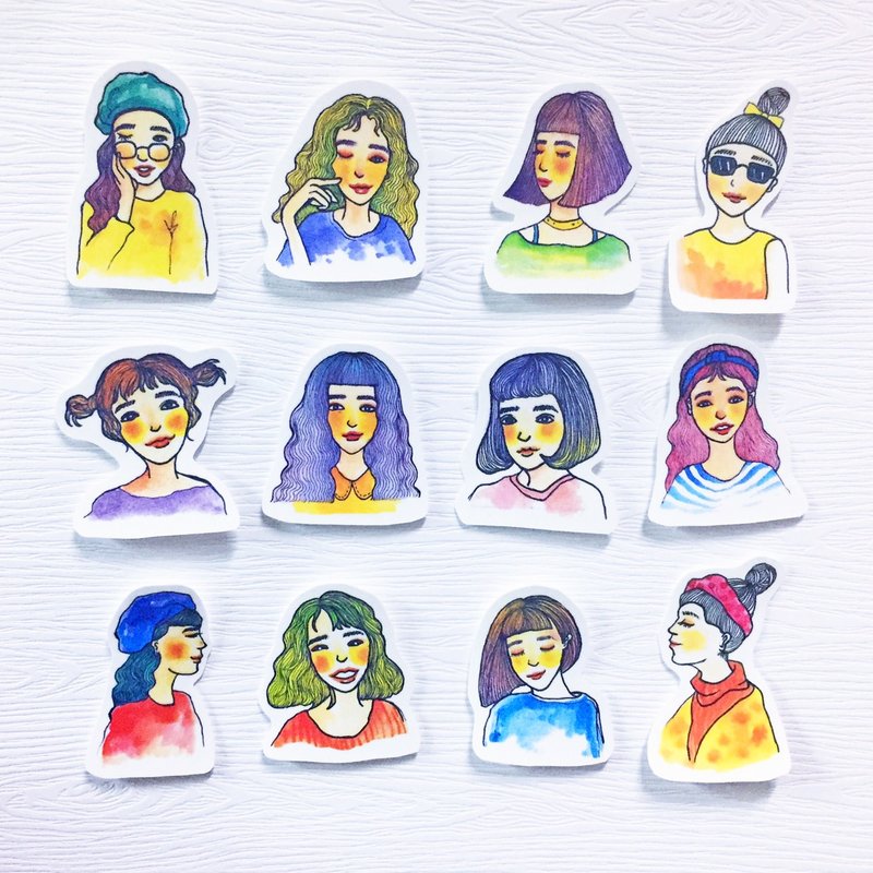 花草少女月份贴纸组 - 贴纸 - 纸 白色