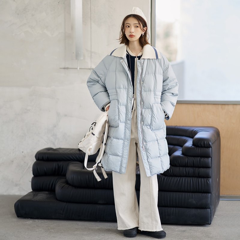 针织领长款羽绒服|外套|两色|秋冬款|Sora-1355 - 女装休闲/机能外套 - 其他人造纤维 多色