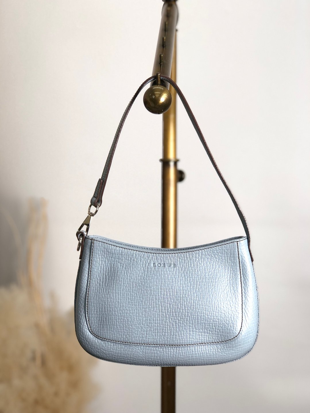 【日本直送，名牌二手包装】LOEWE手提包蓝logo压花皮革半肩迷你包复古2c5ari - 手提包/手提袋 - 真皮 蓝色