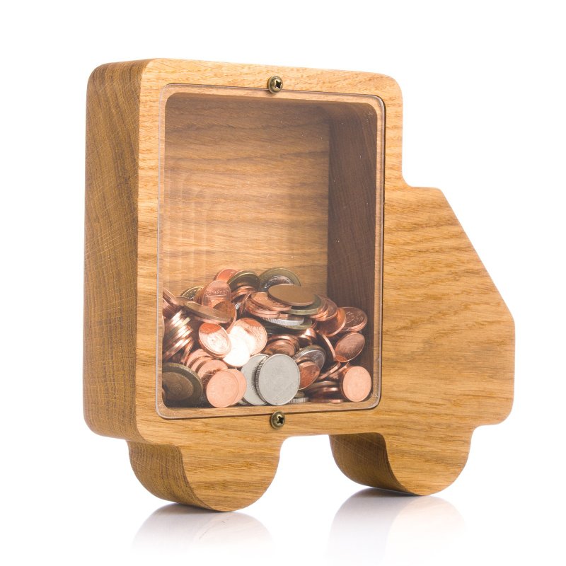 Wood piggy bank TRUCK Personalized coin bank for boys girls adult Tip jar car - 储蓄罐 - 木头 