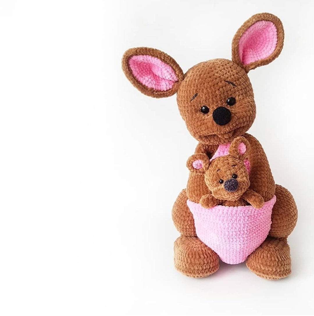 Amigurumi English Crochet Pattern Kengaroo Crochet Pattern Toy - 编织/刺绣/羊毛毡/裁缝 - 其他金属 多色