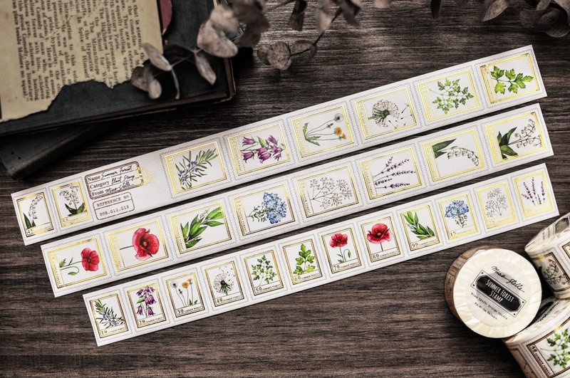 夏日森林邮票纸胶带 - 3.5cm - 纸胶带 - 纸 多色