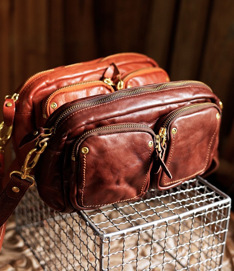美式复古 意大利进口牛皮斜挎包 - 侧背包/斜挎包 - 真皮 多色