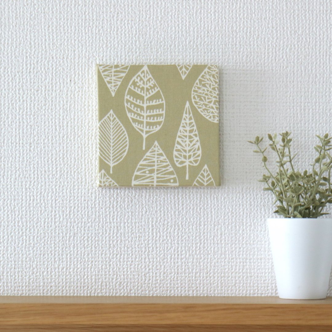 12x12cm Fabric Panel [Line Leaf Light Green] - 墙贴/壁贴 - 棉 绿色