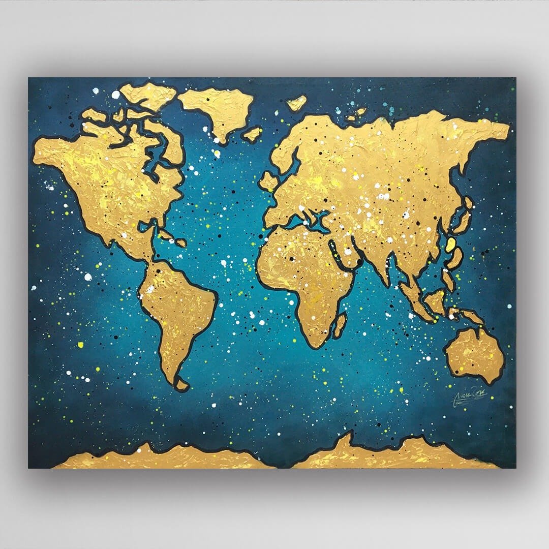 【U266 HOME】世界地图/world map/非洲艺术空运来台/60x60cm - 海报/装饰画/版画 - 其他材质 