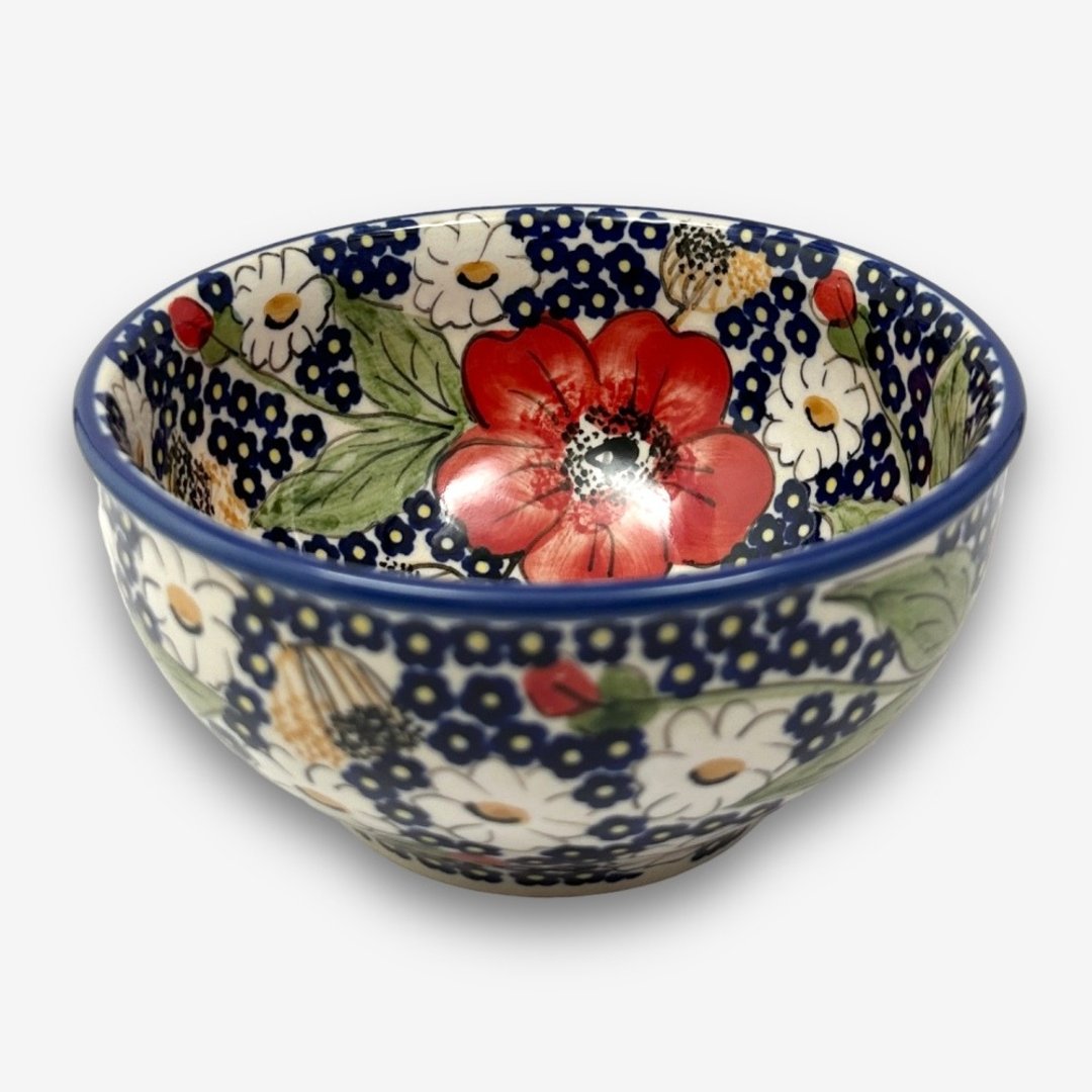 波兰手绘手工陶-饭碗 13cm 静谧艳红系列 设计师款 - 碗 - 陶 多色