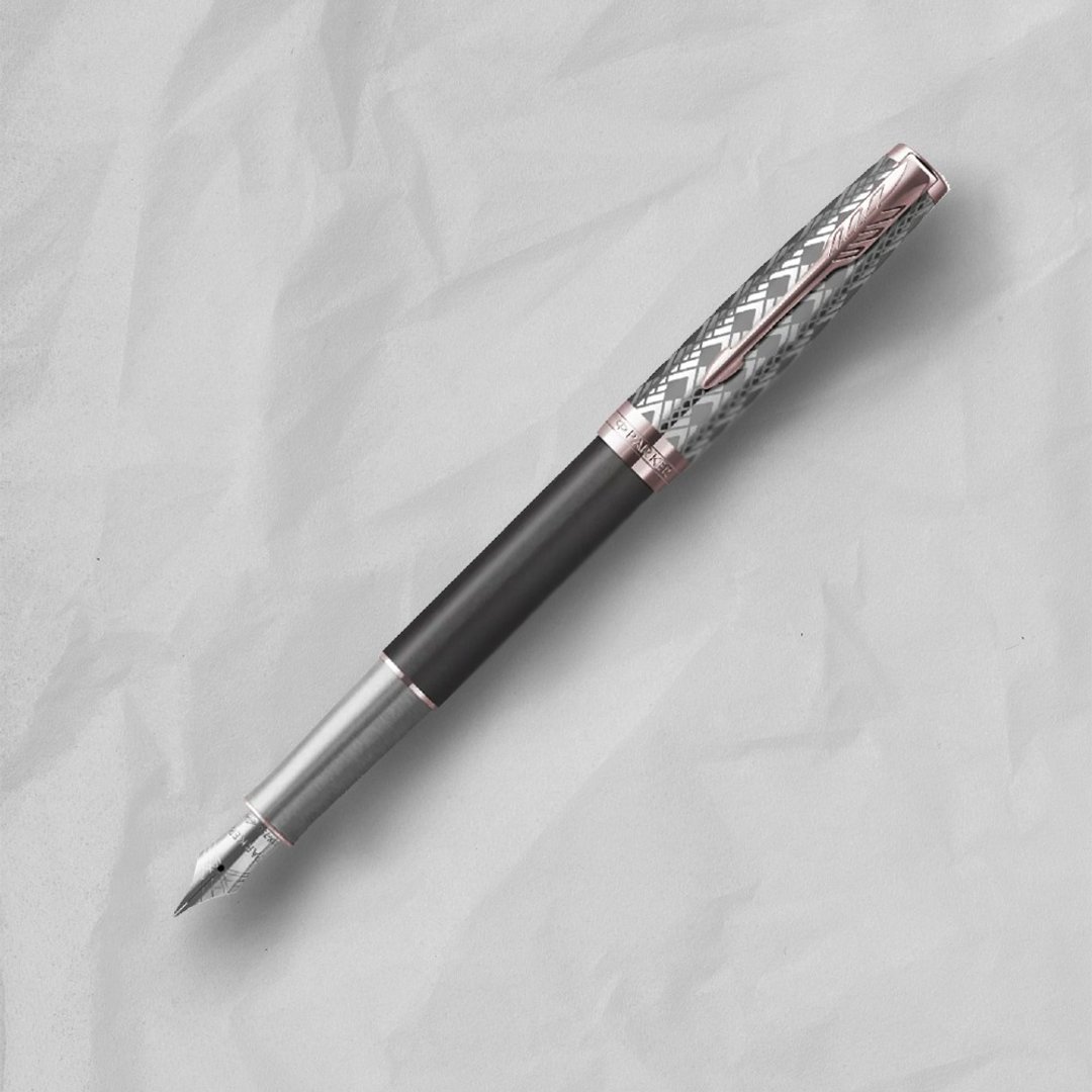 PARKER 派克 18K金 卓尔致臻系列 墨灰 F尖 钢笔 免费刻字 - 钢笔 - 其他金属 银色