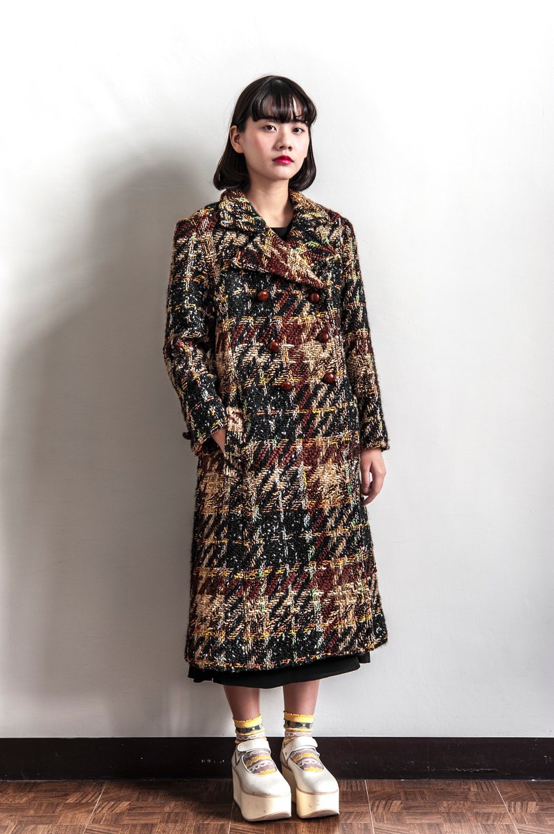 Vintage 格子千鸟织纹古着厚料大衣 - 女装休闲/机能外套 - 羊毛 多色